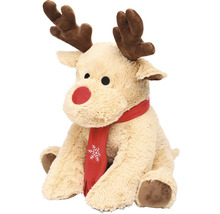 Reniuț de pluș cu nas roșu și fular cu fulg de zăpadă