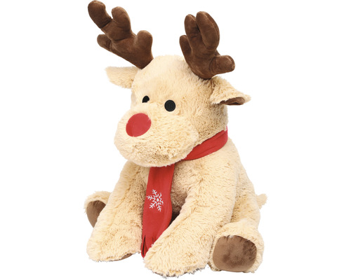 Reniuț de pluș cu nas roșu și fular cu fulg de zăpadă