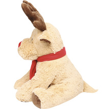 Reniță de pluș cu eșarfă roșie și coarne maro