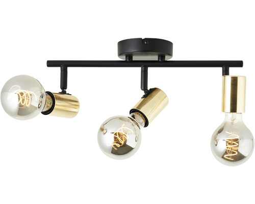Lumină de plafon cu trei becuri în auriu și negru
