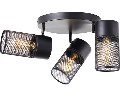 Lumină de plafon cu trei spoturi și abajur metalic