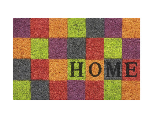 Covoraș de ușă cu model de tablă de șah și inscripția HOME.