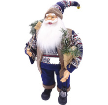 Moș Crăciun decorativ cu căciulă, barbă, cadouri și lanternă