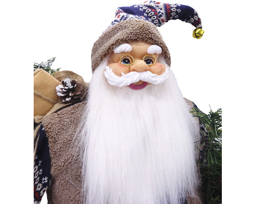 Figurină decorativă Moș Crăciun cu barbă, căciulă și ochelari