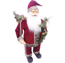 Moș Crăciun decorativ cu sac și crenguțe de brad