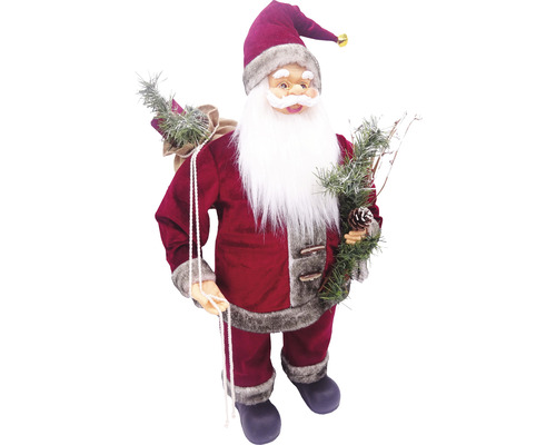 Moș Crăciun decorativ cu sac și crenguțe de brad