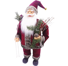 Moș Crăciun decorativ cu ramuri de brad și sac de cadouri pentru decorațiuni de Crăciun