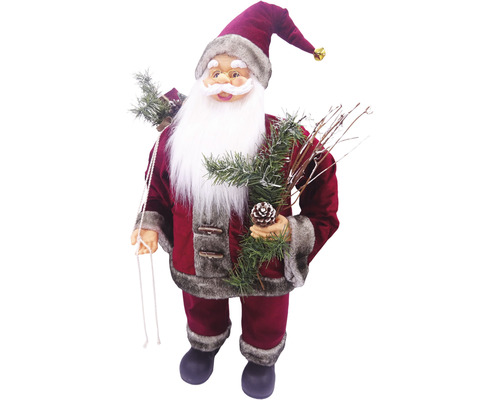 Moș Crăciun decorativ cu ramuri de brad și sac de cadouri pentru decorațiuni de Crăciun