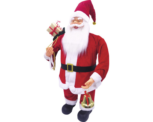 Figurină decorativă Moș Crăciun cu sac de cadouri și clopoțel