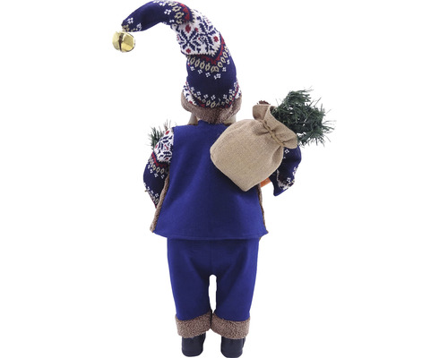 Figurină decorativă Moș Crăciun din spate cu căciulă și sac