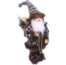 Figurină decorativă Moș Crăciun cu model în carouri și barbă