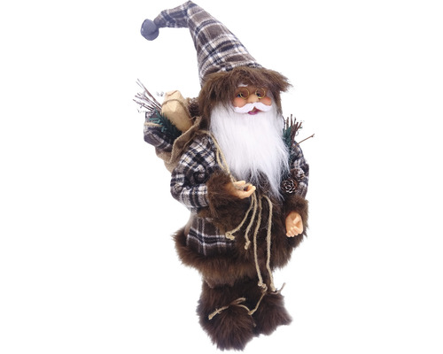 Figurină decorativă Moș Crăciun cu model în carouri și barbă