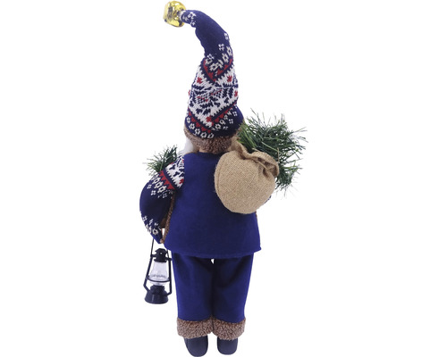 Moș Crăciun decorativ cu căciulă, sac și lanternă