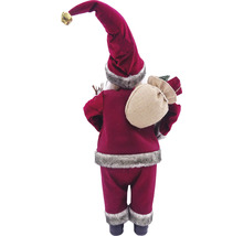 Vedere din spate a unei figurine Moș Crăciun cu sac