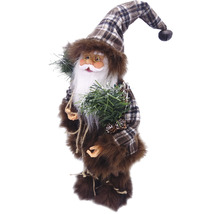 Moș Crăciun decorativ cu căciulă și haină în carouri pentru perioada Crăciunului