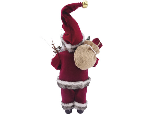 Vedere din spate a unei figurine de Crăciun Moș Crăciun cu un sac de cadouri