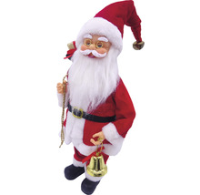 Figurină Moș Crăciun cu ochelari, barbă, sac și clopoțel