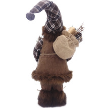 Spiriduș decorativ de Crăciun cu căciulă în carouri și sac de iută