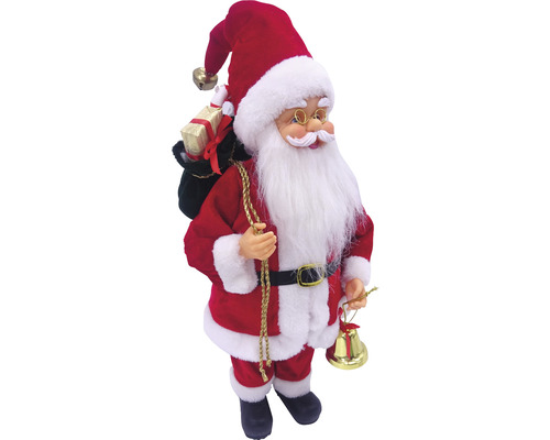 Figurină Moș Crăciun cu cadouri și clopoțel