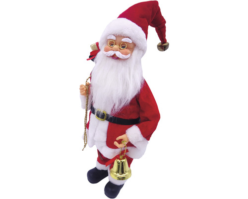 Figurină Moș Crăciun cu ochelari și clopoțel