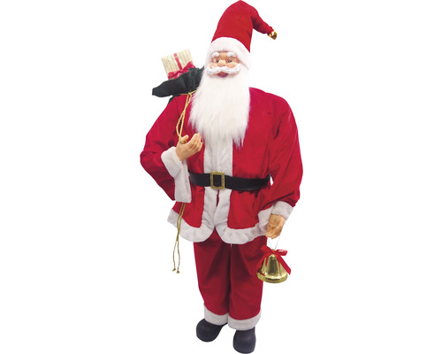 Figurină Moș Crăciun cu sac de cadouri și clopoțel