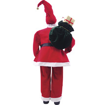 Vedere din spate a unei figurine Moș Crăciun cu un sac de cadouri