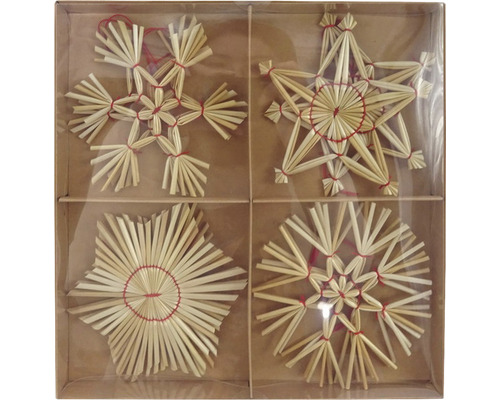 Patru stele din paie ca decorațiuni de Crăciun