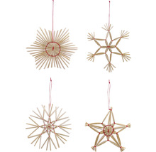 Stele de paie ca decorațiuni pentru pomul de Crăciun, set de 4