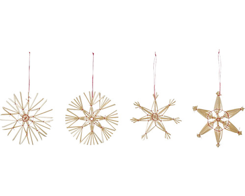 Stele din paie ca decorațiuni pentru pomul de Crăciun, patru modele diferite