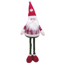 Figurină decorativă Moș Crăciun cu cămașă în carouri și pălărie lungă