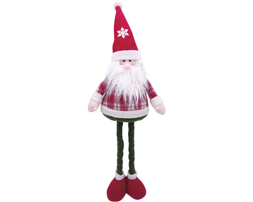 Figurină decorativă Moș Crăciun cu cămașă în carouri și pălărie lungă