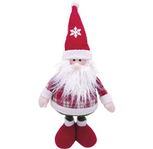 Figurină decorativă Moș Crăciun cu căciulă roșie și costum în carouri