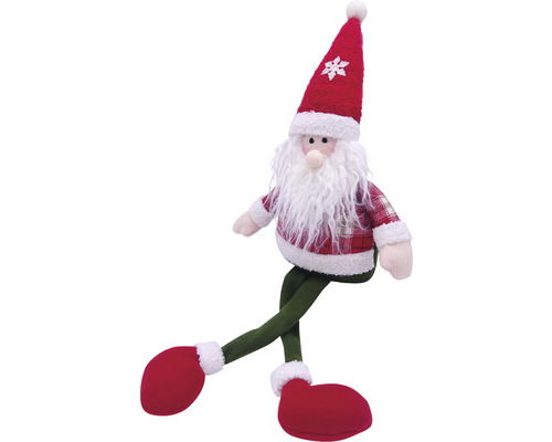 Moș Crăciun decorativ cu barbă lungă și cămașă în carouri ca decorațiune de Crăciun