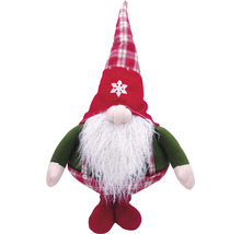 Gnom decorativ cu pălărie în carouri și barbă