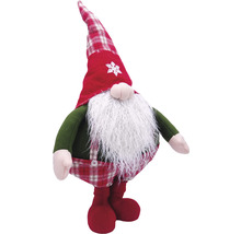 Figurină decorativă cu gnom cu pălărie în carouri și barbă