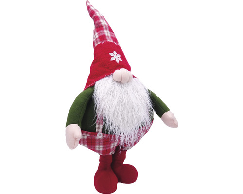 Figurină decorativă cu gnom cu pălărie în carouri și barbă