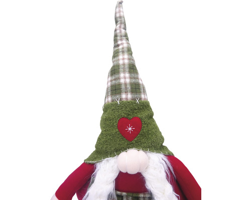 Spiriduș decorativ de Crăciun cu căciulă și barbă în carouri