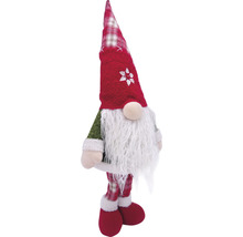 Gnom decorativ de Crăciun cu barbă și pălărie în carouri ca decorațiune de Crăciun