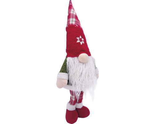 Gnom decorativ de Crăciun cu barbă și pălărie în carouri ca decorațiune de Crăciun