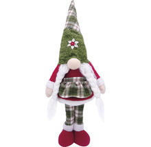 Păpușă decorativă din material textil cu model în carouri, în picioare