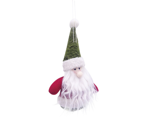 Ornament de Crăciun Moș Crăciun cu barbă și pălărie verde