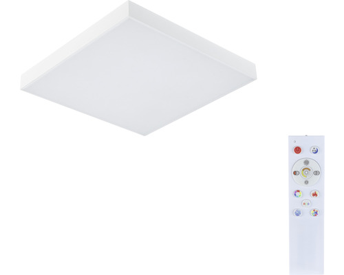 Panou cu LED integrat Loria Rainbow 18W 1140 lumeni 29,5x29,5 cm, lumină RGBW, montaj aplicat, alb, cu telecomandă