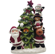 Decorațiune de Crăciun cu Moș Crăciun, om de zăpadă, ursuleț de pluș, ren și brad de Crăciun