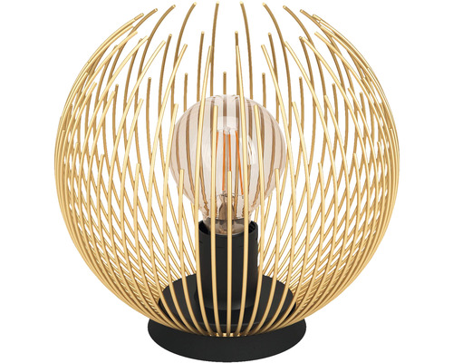 Lampă de masă decorativă cu o sursă de lumină într-un cadru metalic sferic