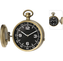 Ceas de perete metalic auriu/negru Ø 20 cm-thumb-0