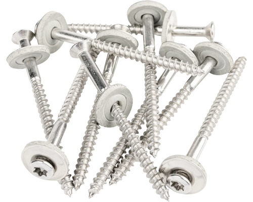 Șuruburi pentru tablă cu cap semibombat Torx și șaibă cauciuc EPDM 4,5x65 mm oțel inox A2, 25 bucăți Șuruburi pentru tablă cu cap semibombat Torx și șaibă cauciuc EPDM 4,5x65 mm oțel inox A2, 25 bucăți