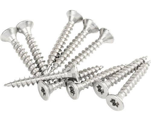 Set holșuruburi pentru pal cu cap înecat Verpackungsdesign, argintiu din oțel inoxidabil 3,5mm, 100 bucăți Mai multe șuruburi din oțel cu cap înecat și antrenare Torx