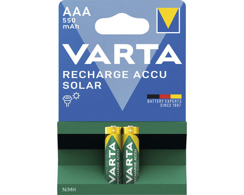 Baterii Varta Recharge Accu Solar AAA, 550 mAh, set de 2 bucăți