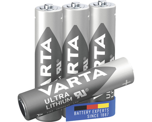 Baterii litiu Varta AAA 1,5V 1100mAh, pachet 4 bucăți