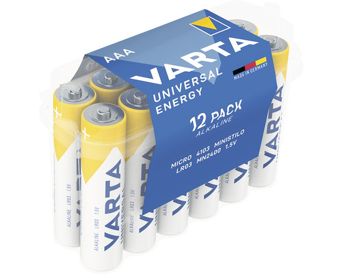 Baterii alcaline Varta AAA 1,5V pachet 12 bucăți Baterii alcaline Varta AAA 1,5V pachet 12 bucăți